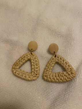 Straw Triangle Drop Earrings